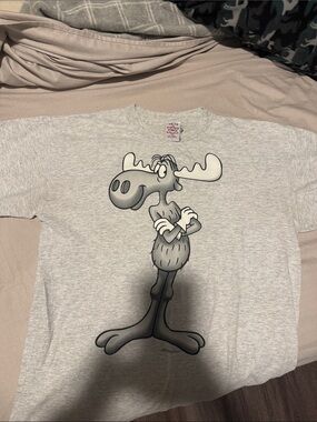 Rocky and Bullwinkle Gray Graphic Tee